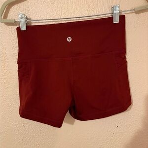 POPFLEX Pop Short High-Waist Cabernet Athletic Shorts